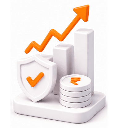 Revenue & Risk Intelligence — shield, growth chart, and coins