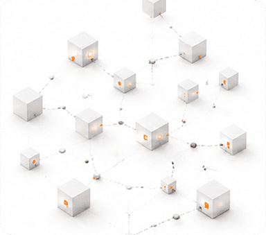 Abstract network of cubes representing digital twin technology